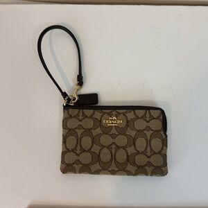 Coach Signature  Fabric Pouch Wristlet with strap